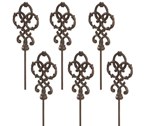 Dehner Lovely Ornament Kreis Gartenstab Gusseisen 6 Stück edelrost