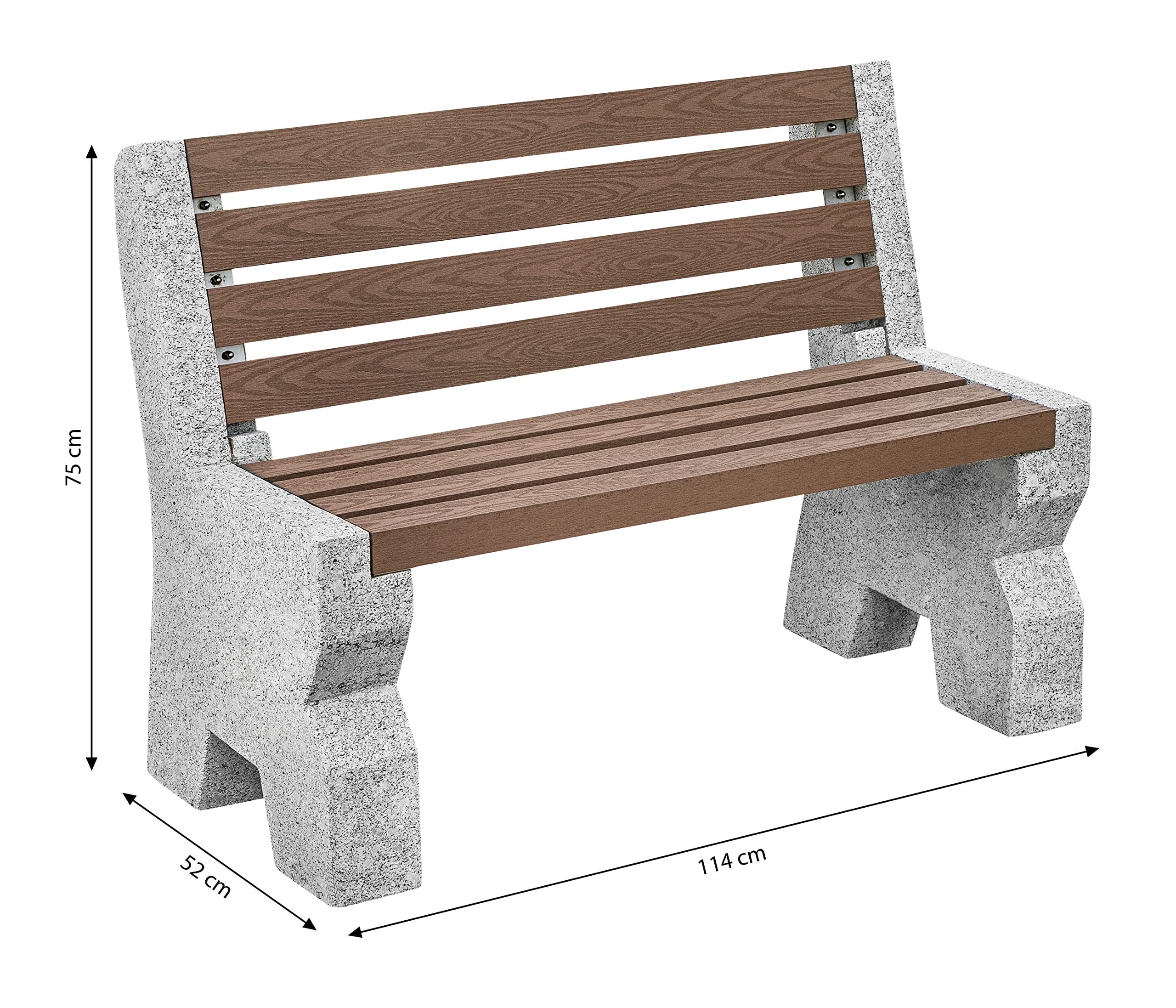 Dehner Gartenbank 2-Sitzer grau braun 114x75x52 cm Granit