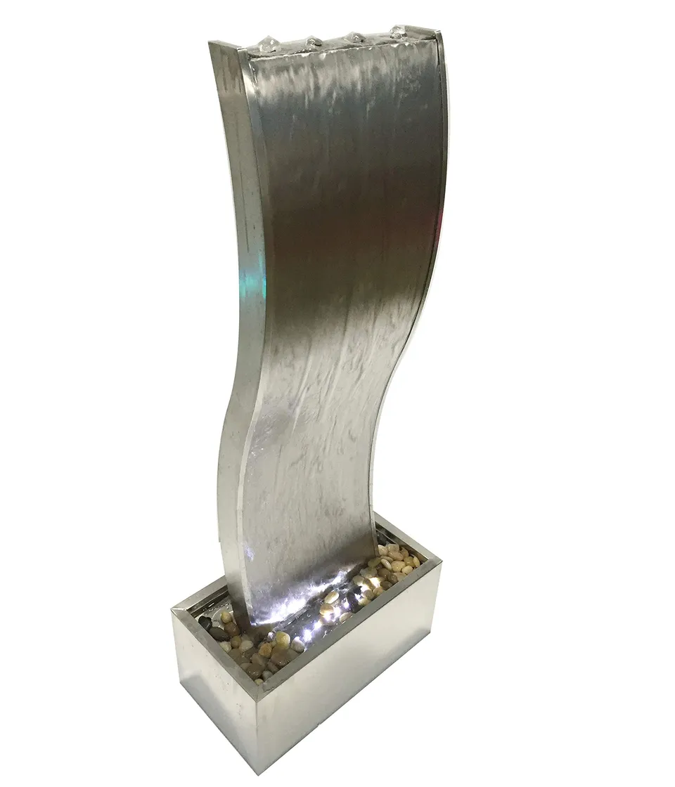 Dehner Premium Lovely Curve Gartenbrunnen LED Edelstahl