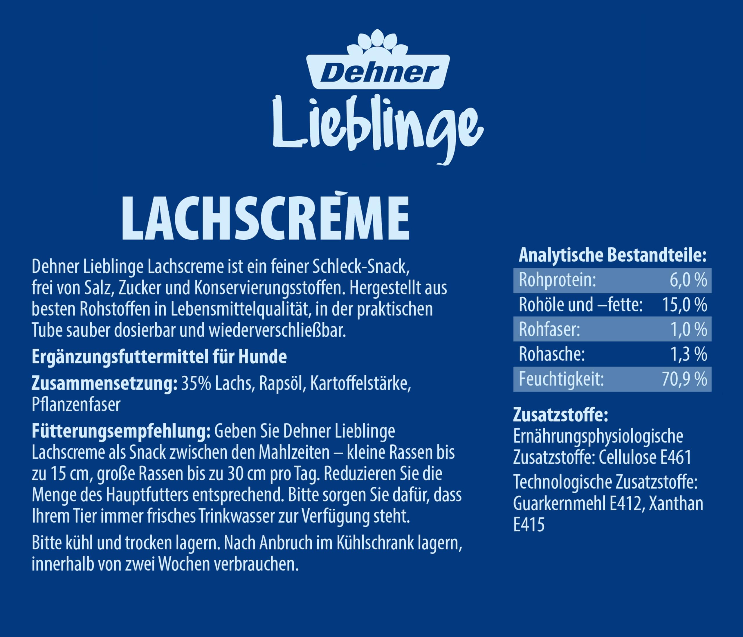 Dehner Lieblinge Leckerli Creme Hundesnack Lachs 6x75g zuckerfrei