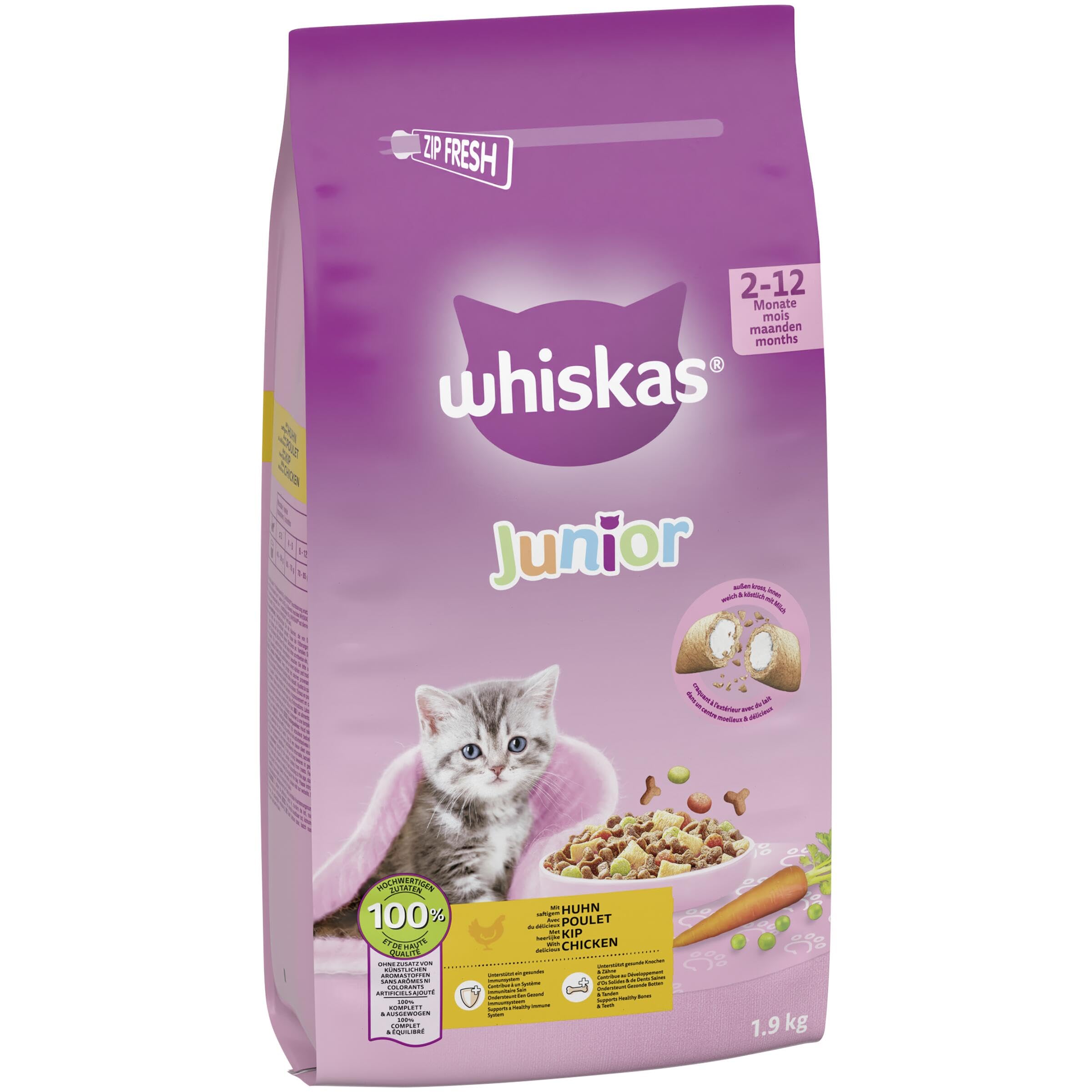 Whiskas Junior Trockenfutter Huhn 6x1,9kg für Kitten