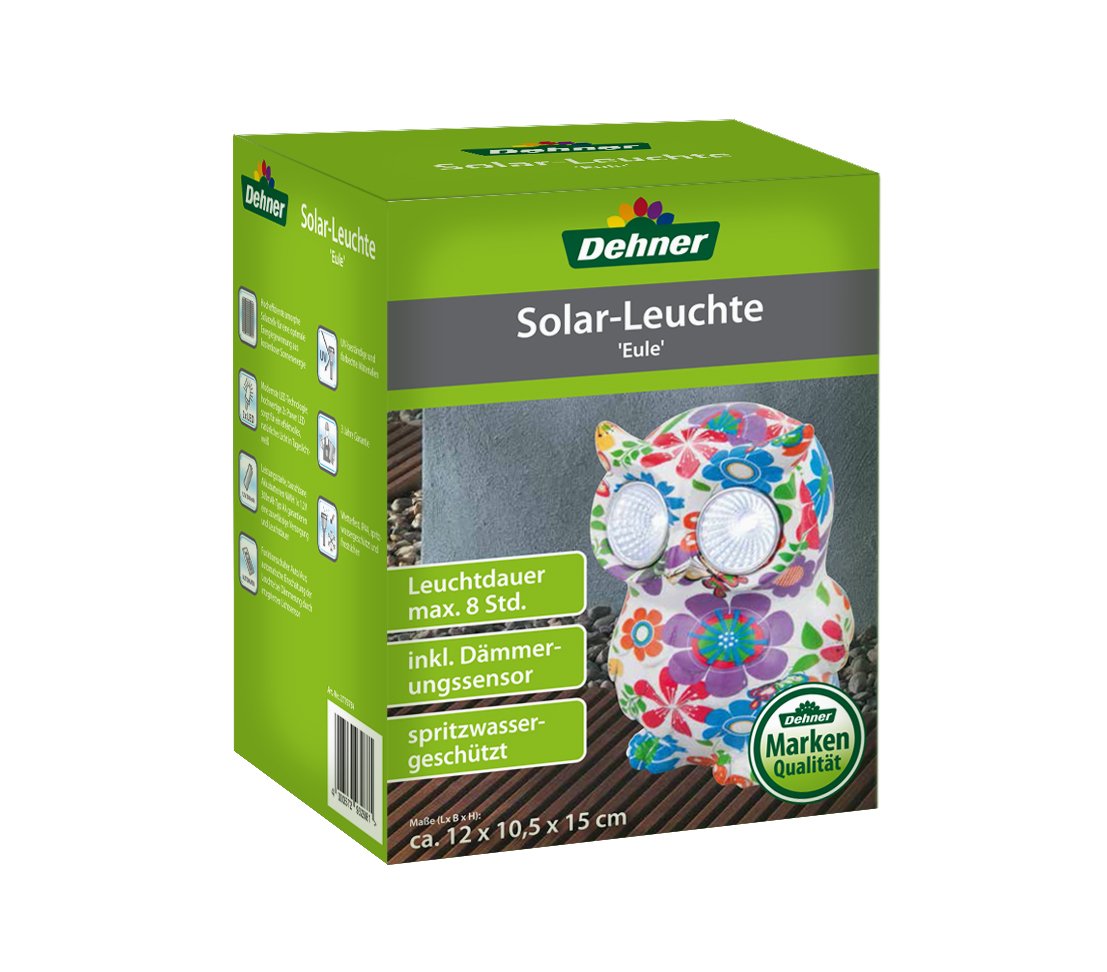 Dehner Premium Lovely Eule Solarleuchte Polyresin bunt 15 cm
