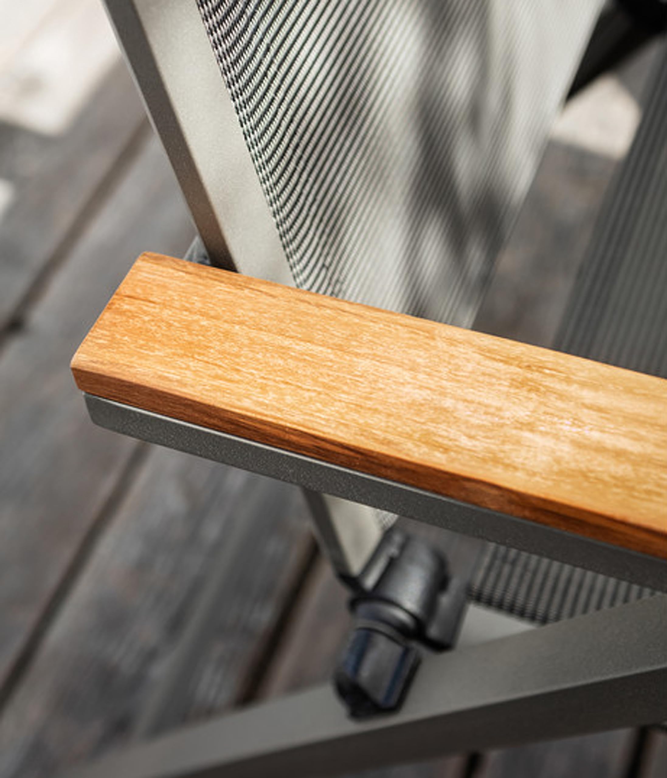 Dehner Premium Lovely Colmar Klappstuhl Teak Textilene grau