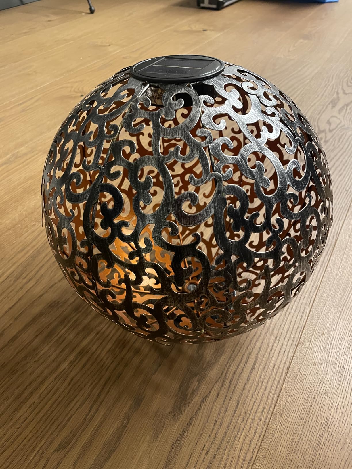 Dehner Solarkugel Luanda Solarleuchte Ø 30 cm silber-kupfer