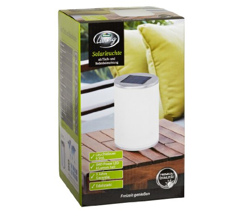 Dehner Living Solar Tisch-Bodenleuchte silber Ø 14,5 cm wetterfest