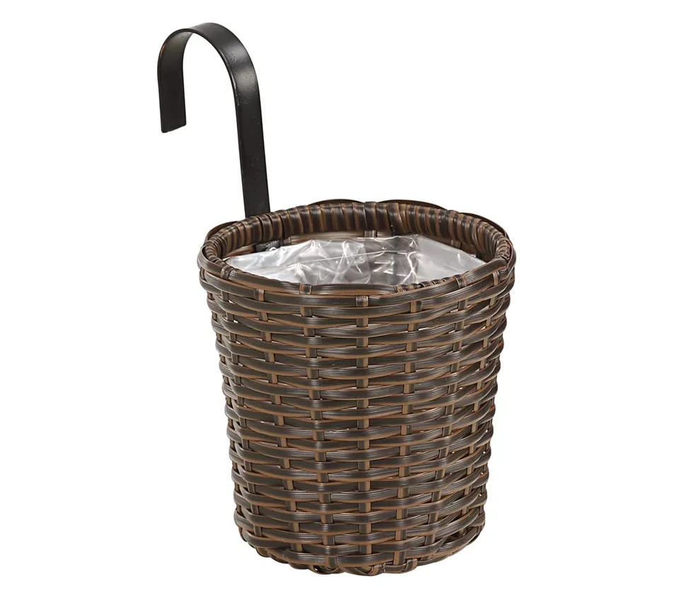 Dehner Hängetopf Polyrattan Ø 16 cm braun Flechtoptik