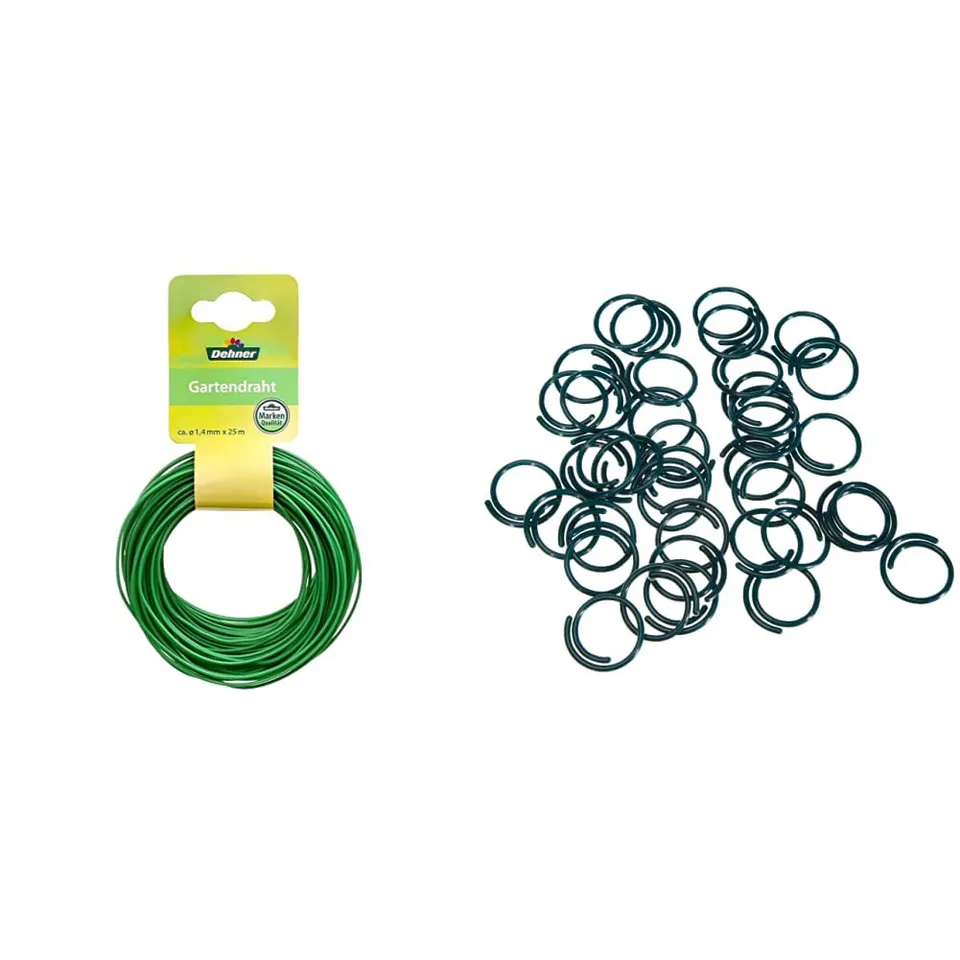 Dehner Gartendraht Pflanzenringe Set 25 m grün 40 Stück