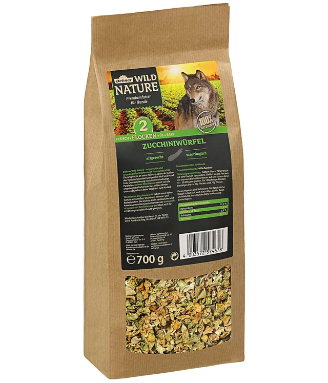 Dehner Wild Nature Flocken Hundefutter Zucchini 700 g PUR