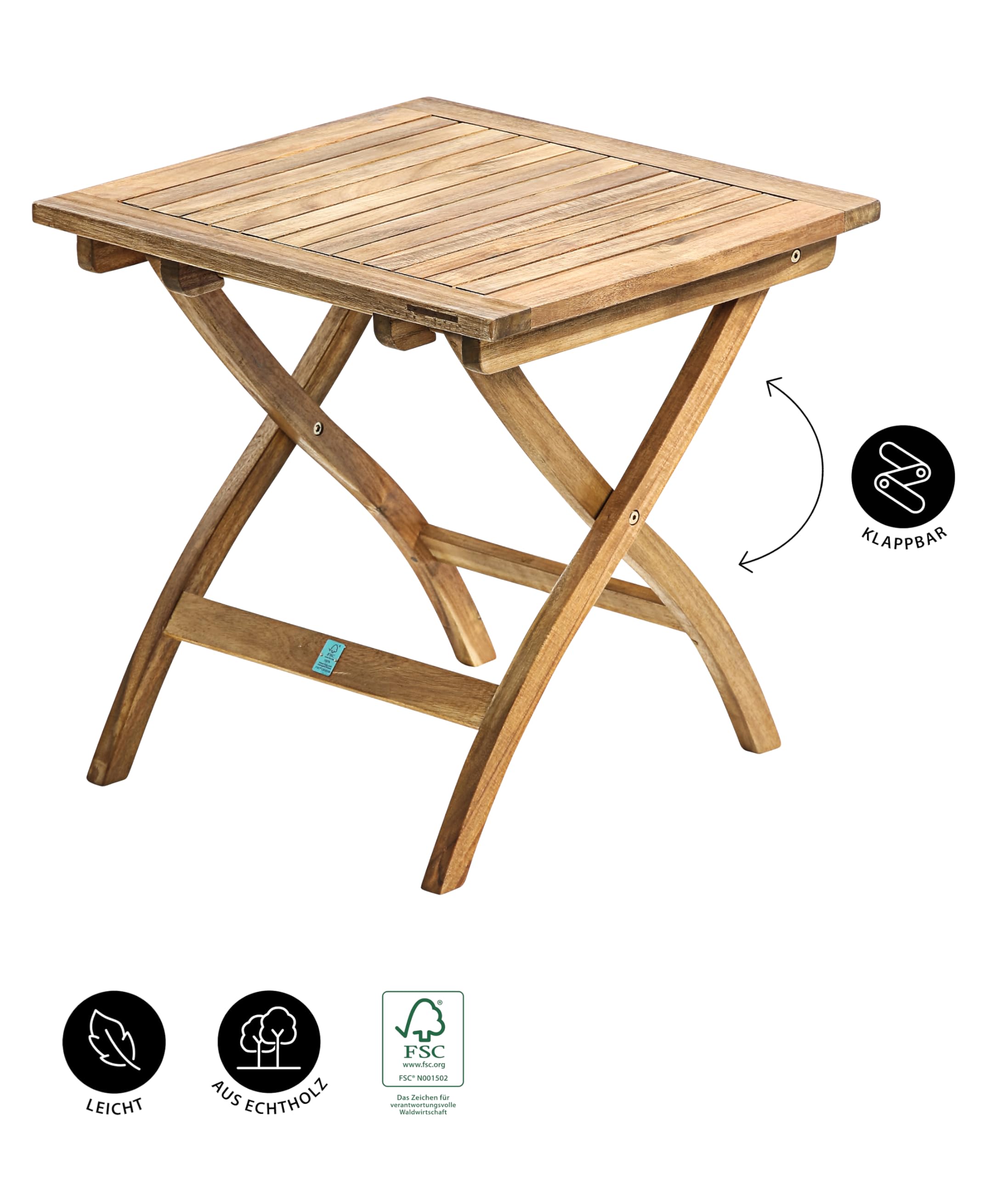 Dehner Macao Klapptisch 50x50 natur aus Akazienholz