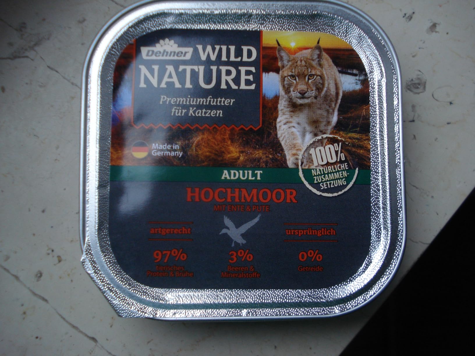 Dehner Wild Nature Hochmoor Nassfutter Ente Pute 16x100g getreidefrei