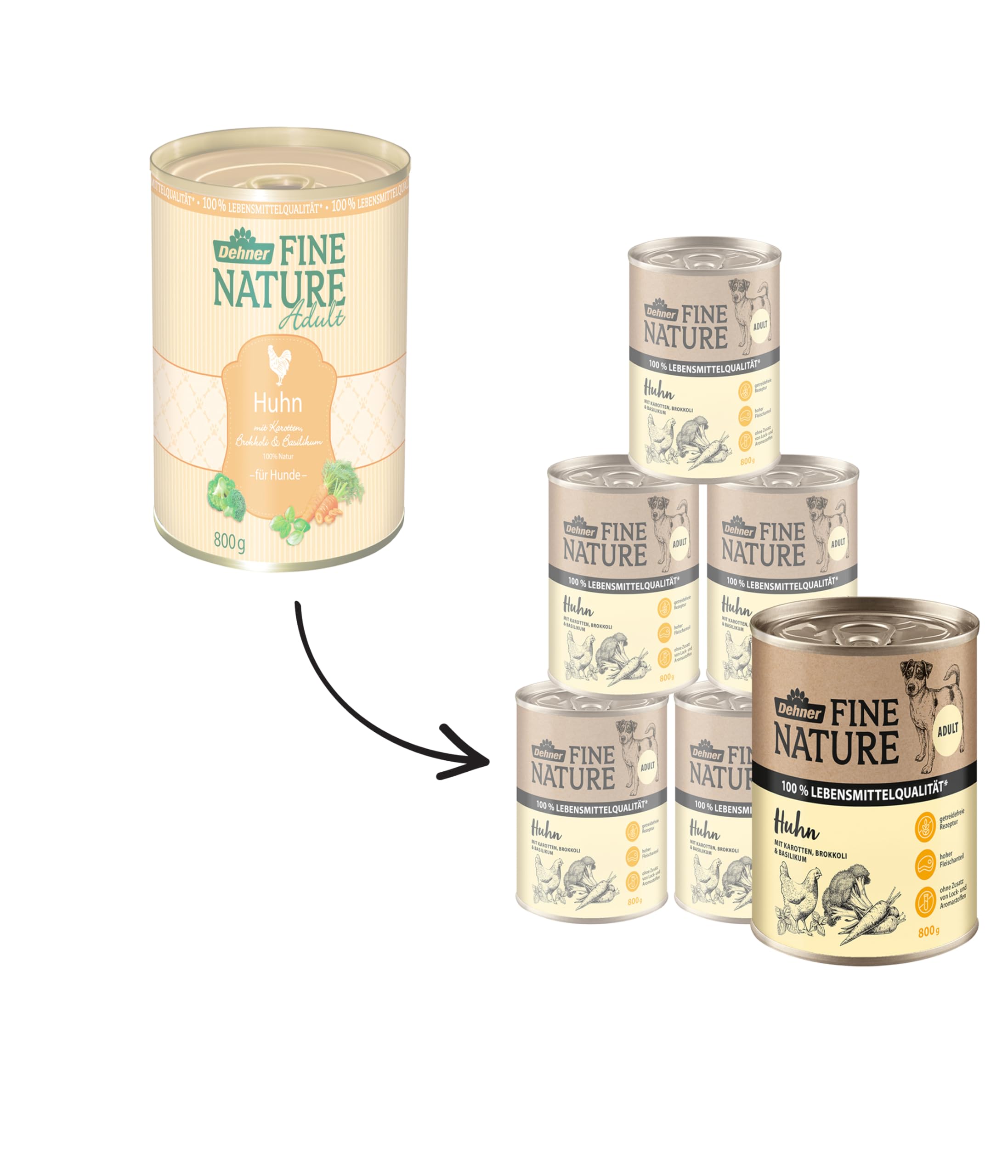 Dehner Fine Nature Huhn Nassfutter Hund 6x800g Karotte