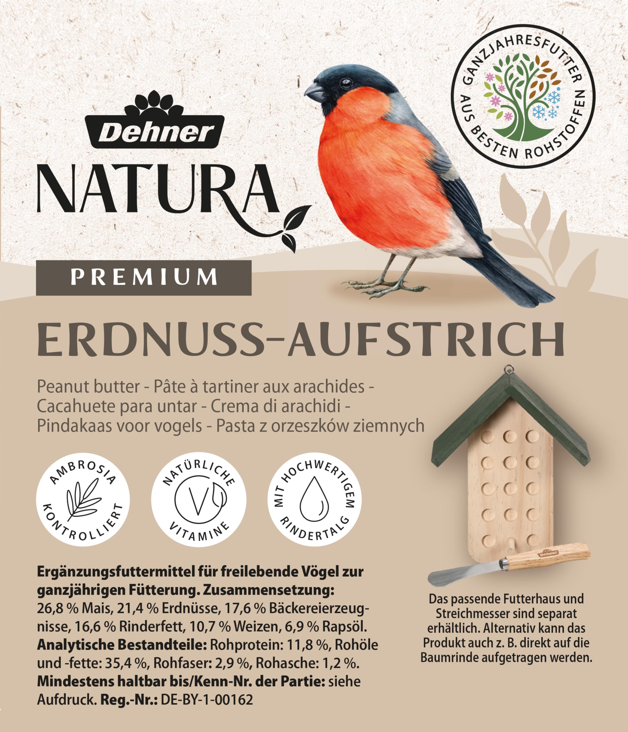 Dehner Natura Premium Erdnuss-Aufstrich Wildvogelfutter 2 kg energiereich