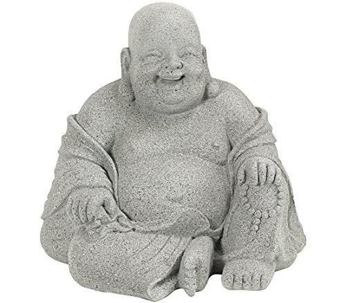 Dehner Premium Lovely Buddhafigur sitzend Leichtbeton grau