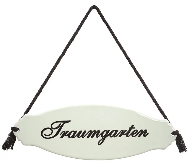 Dehner Traumgarten Gartenschild Stahl weiß 30,5cm Emaille