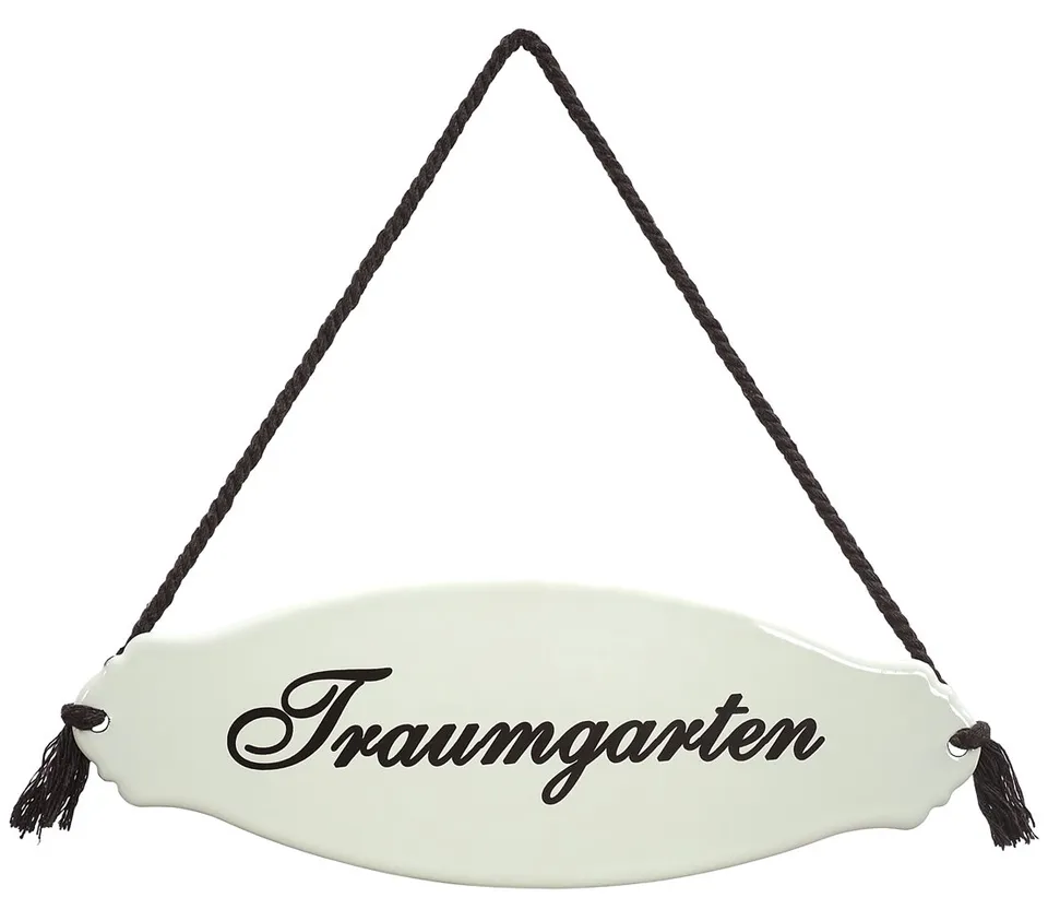 Dehner Traumgarten Gartenschild Stahl weiß 30,5cm Emaille