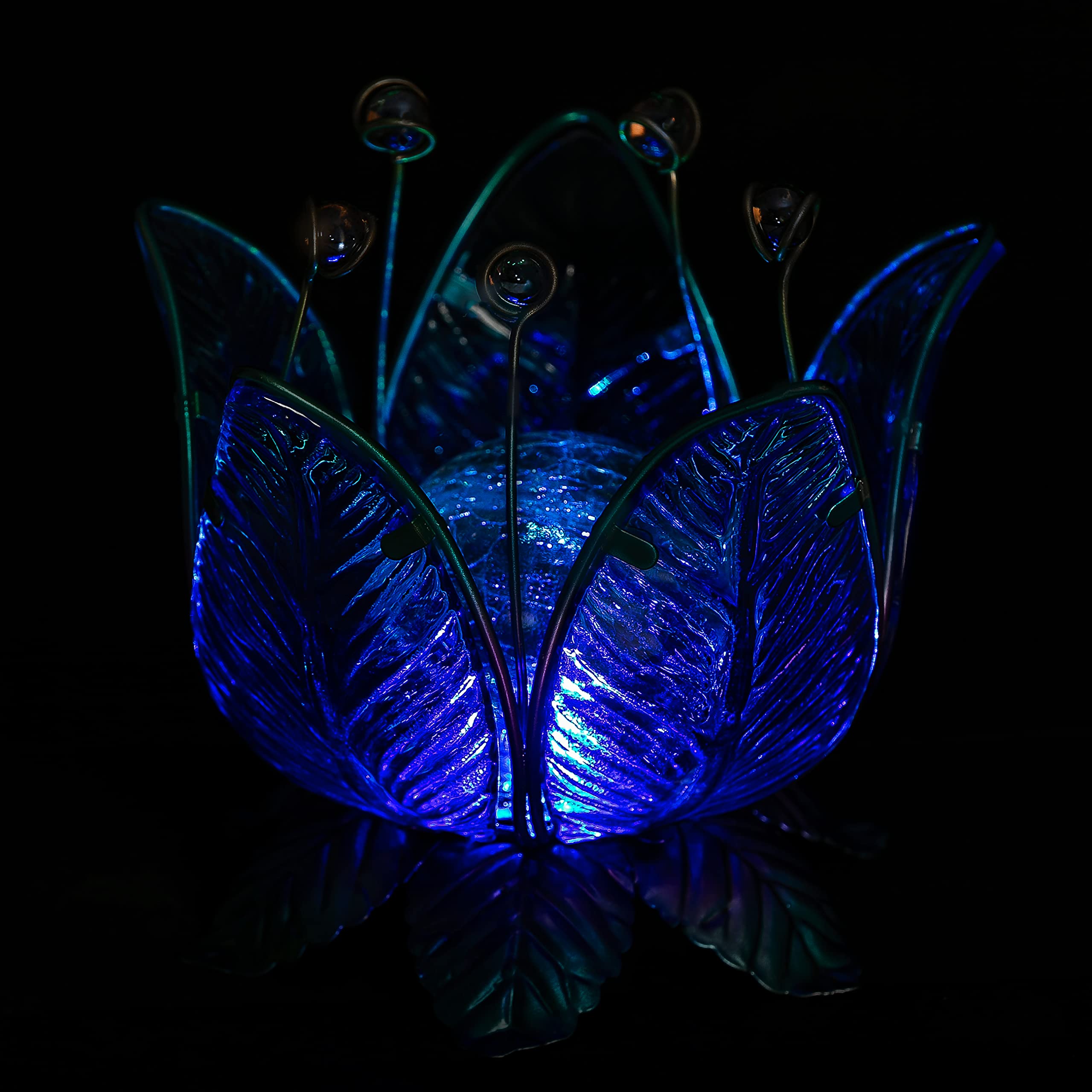 Dehner Lotus Solarleuchte Ø 18 cm blau mit Batterie