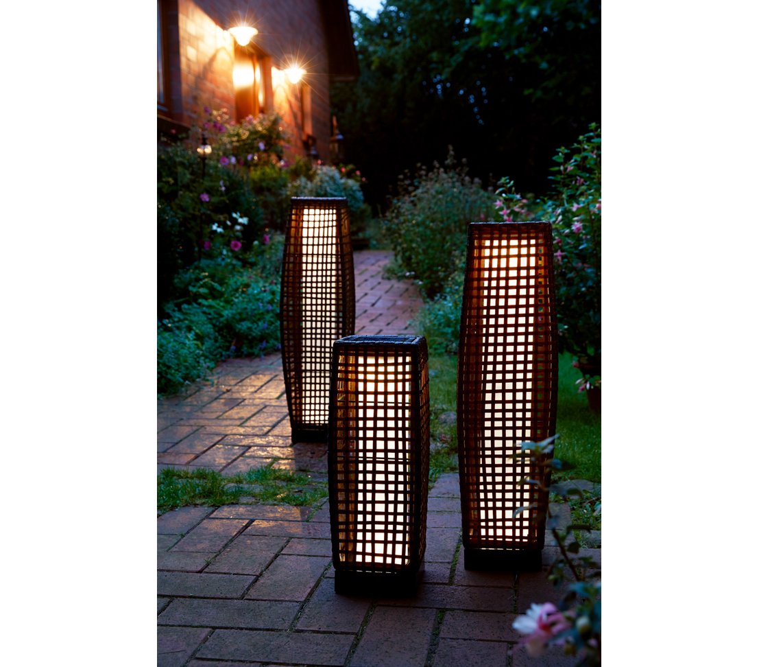 Dehner Pri Solarleuchte 47cm braun Rattan warmweiß