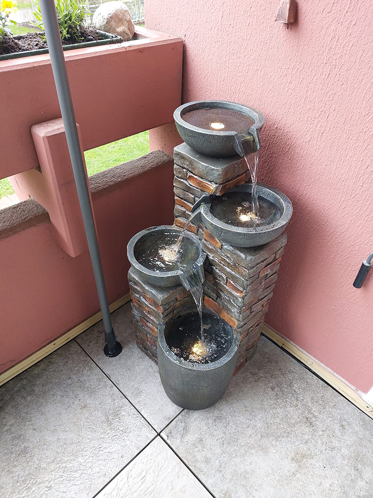 Dehner Piatto Gartenbrunnen Zierbrunnen mit LED 10 L