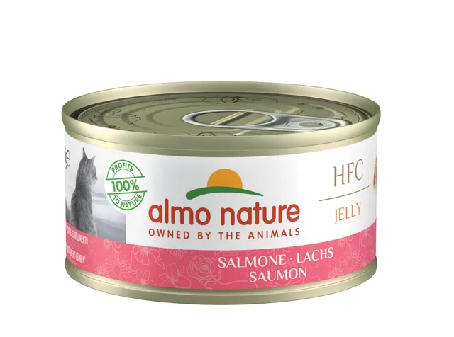 Almo Nature HFC Jelly Katzenfutter nass Lachs 24x70g Monoprotein
