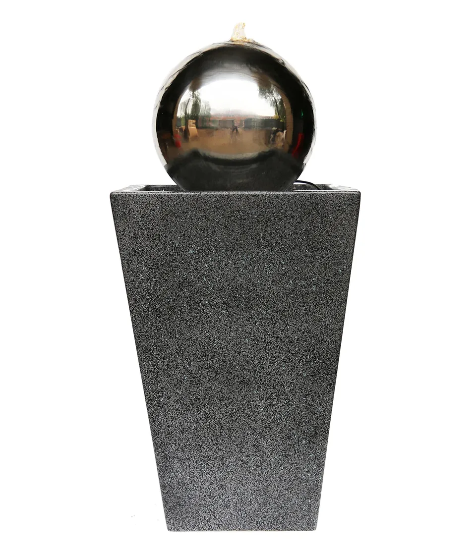 Dehner Kioto Gartenbrunnen Edelstahl Kugel LED