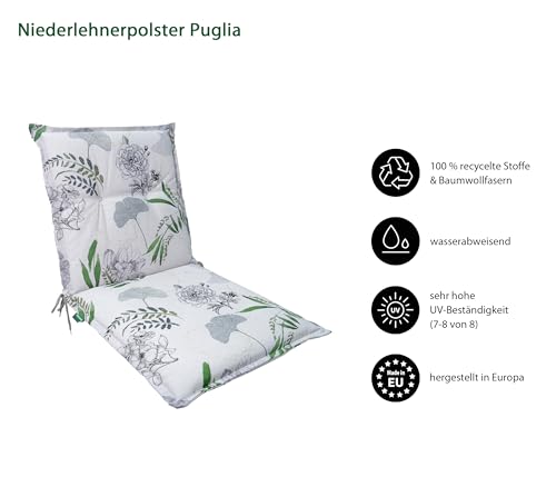 Dehner Premium Lovely Puglia Stuhlkissen hellgrau/grün wasserabweisend