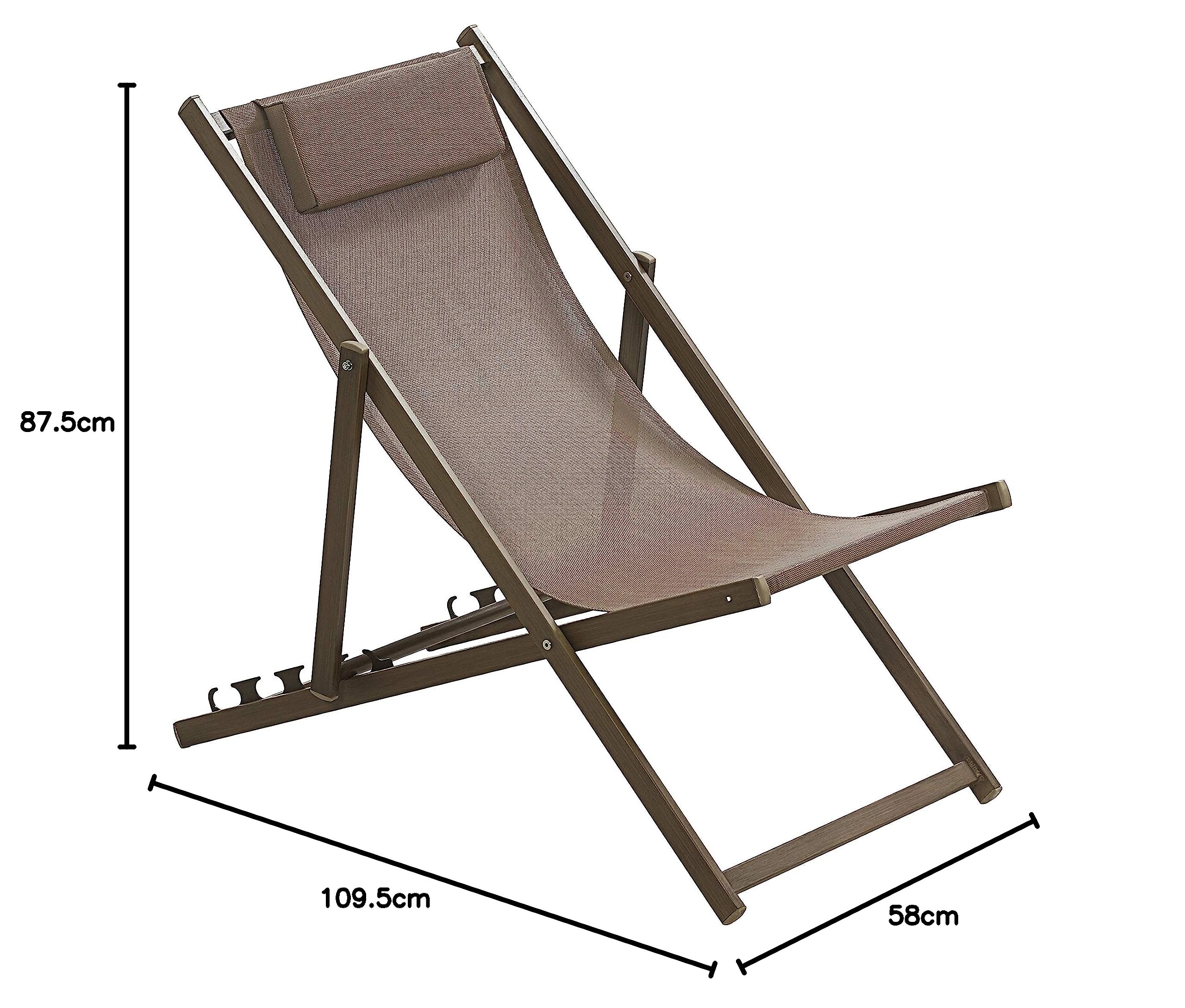 Dehner Premium Lovely Aruba Strand-Klappstuhl braun mit Kissen