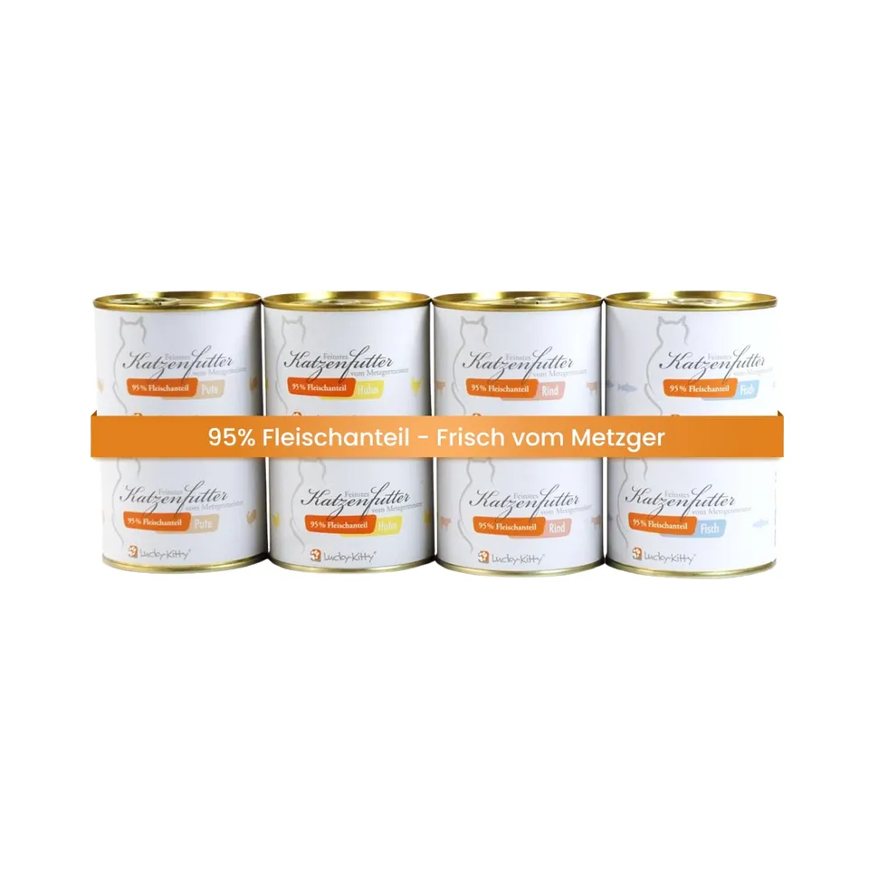 Lucky-Kitty Probeset Nassfutter 8x200g Huhn Rind Pute Fisch