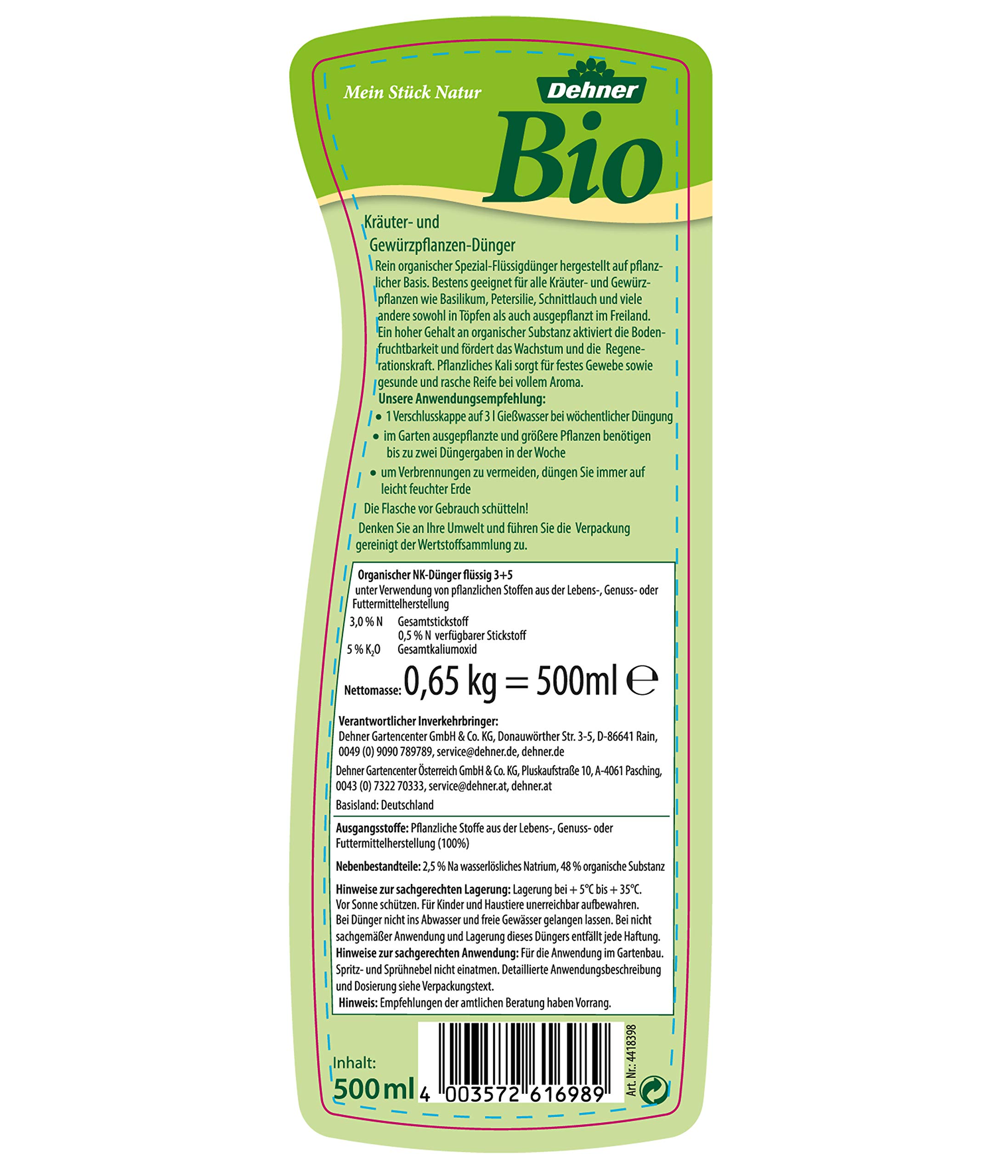 Dehner Bio Kräuter- und Gewürzpflanzen-Dünger Flüssigdünger 500 ml bio
