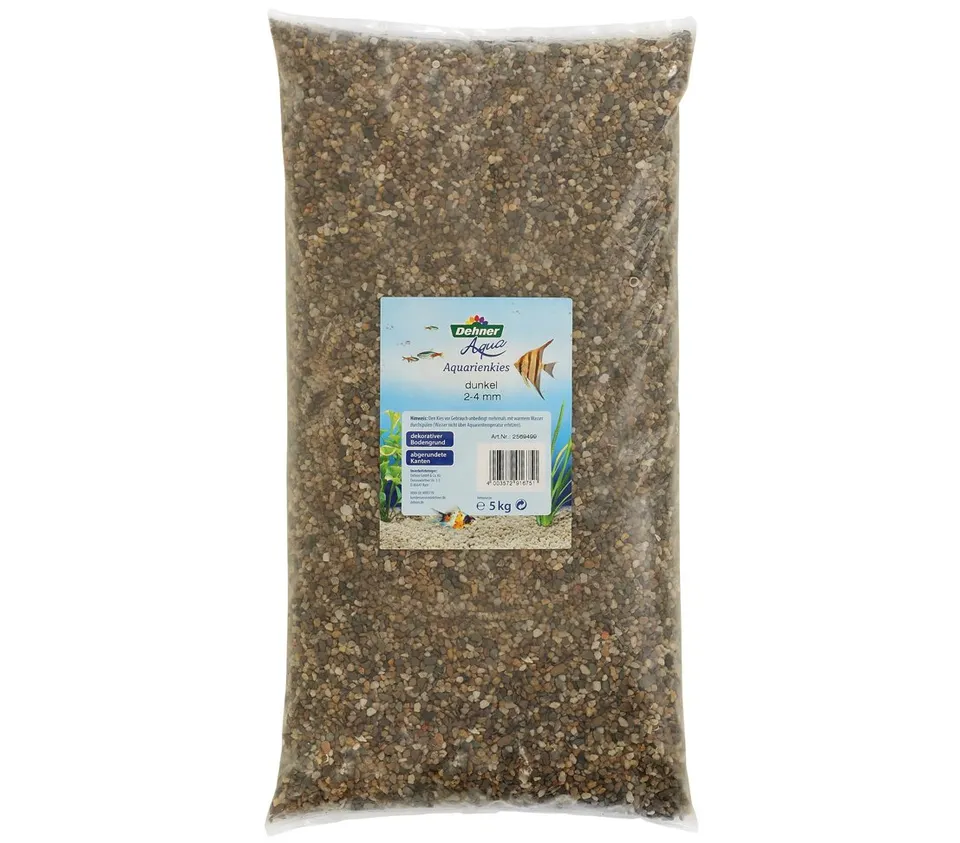 Dehner Aqua Aquarienkies Bodengrund 5 kg 2-4 mm grau-braun