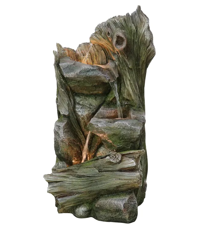 Dehner Grano Gartenbrunnen Solar grau mit LED 79 cm
