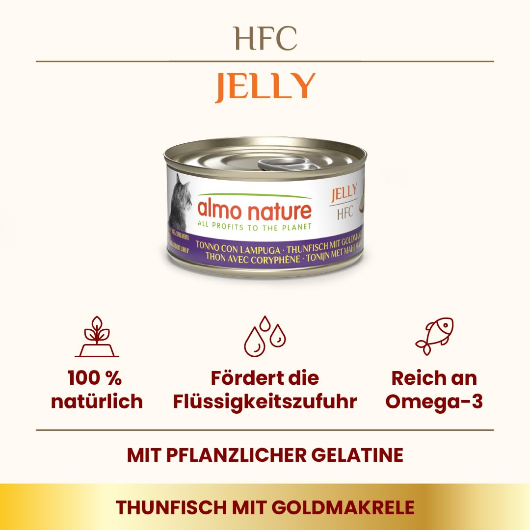 Almo Nature HFC Jelly Nassfutter Thunfisch Goldmakrele 24x70g glutenfrei