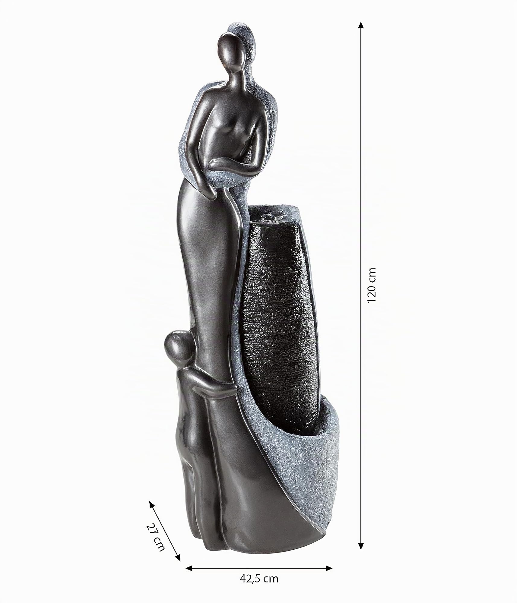 Dehner Gartenbrunnen Family LED Polyresin grau 120 cm