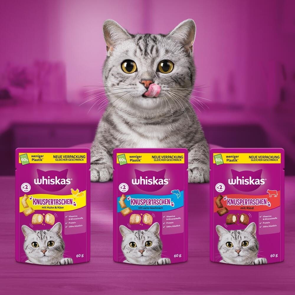 Whiskas Knuspertaschen Katzensnack 18er Mixkarton knusprig