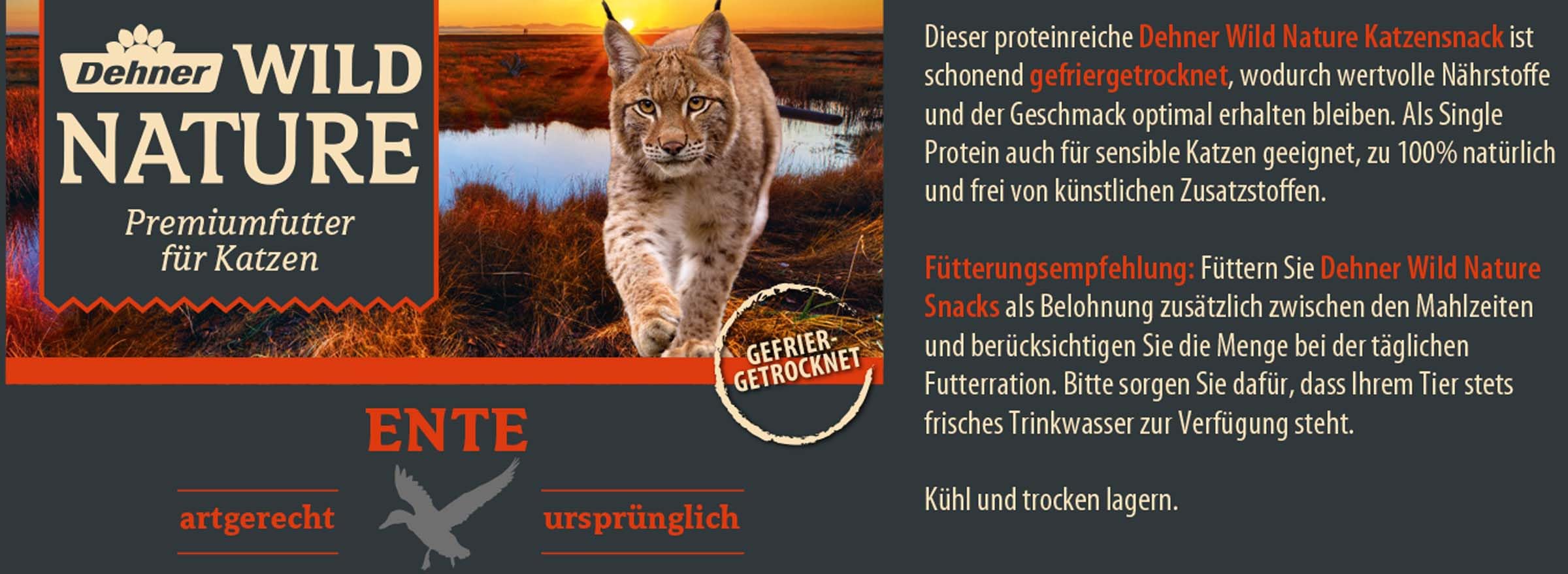 Dehner Wild Nature Ente Katzensnack 6x20g gefriergetrocknet