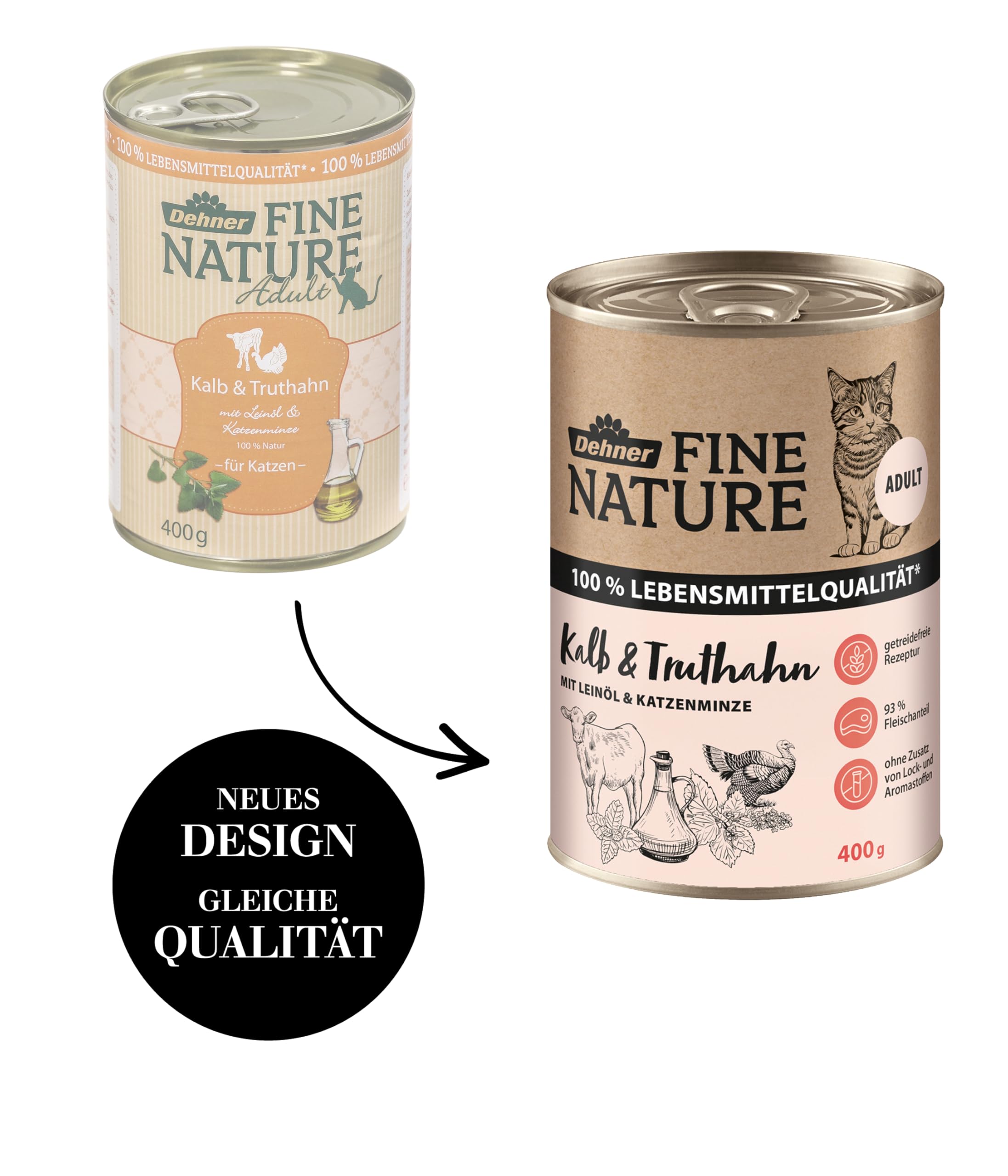Dehner Fine Nature Nassfutter Kalb Truthahn 6x400g Dose