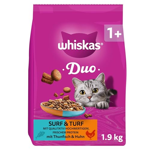 Whiskas Duo Trockenfutter Surf & Turf 6x1,9kg Huhn Fisch