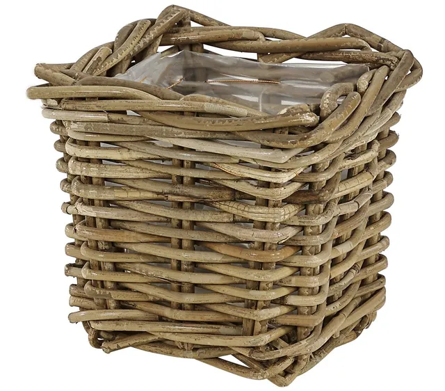 Dehner Premium Lovely Rattan Pflanztopf 27 cm grau-braun