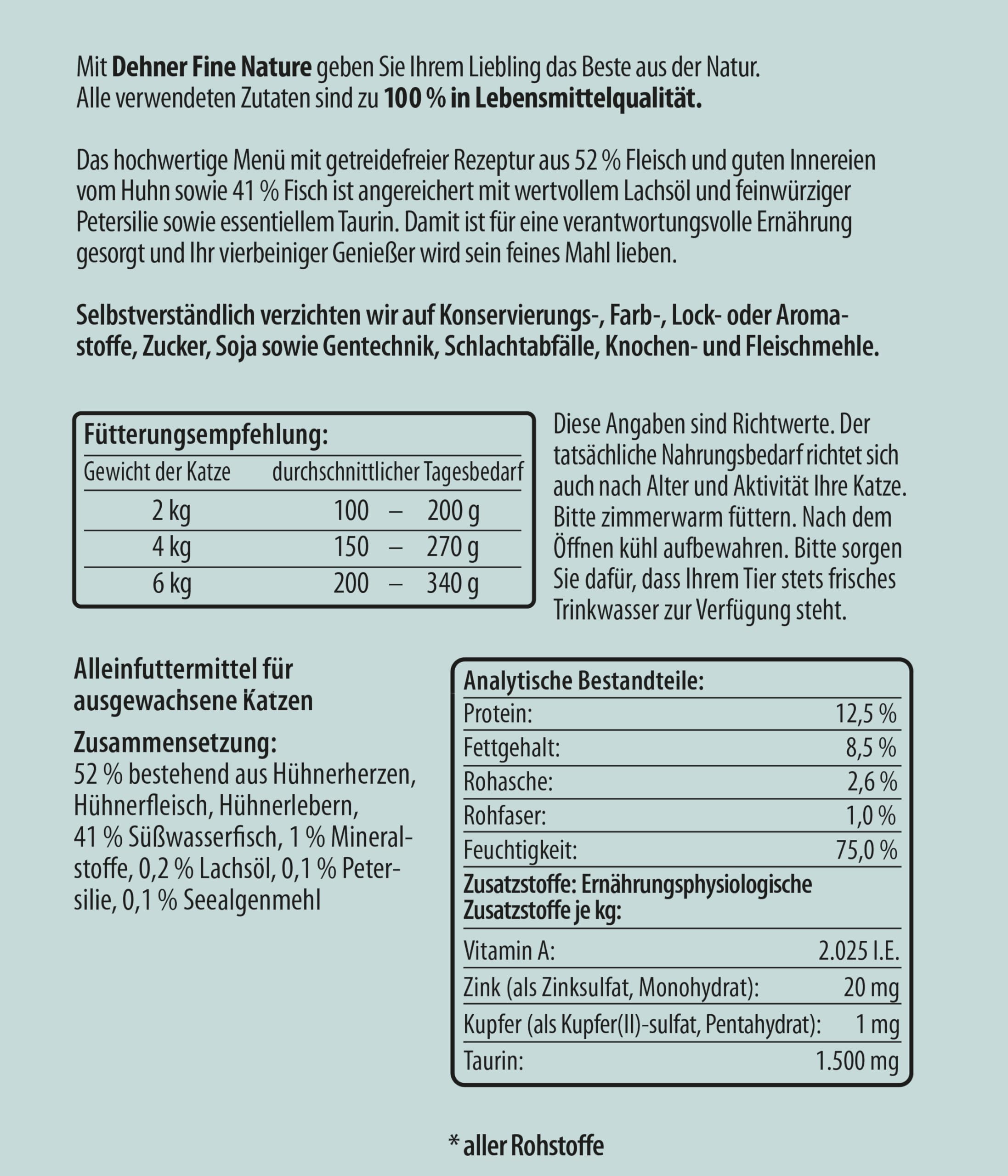 Dehner Fine Nature Adult Nassfutter Huhn Fisch 6x400 g