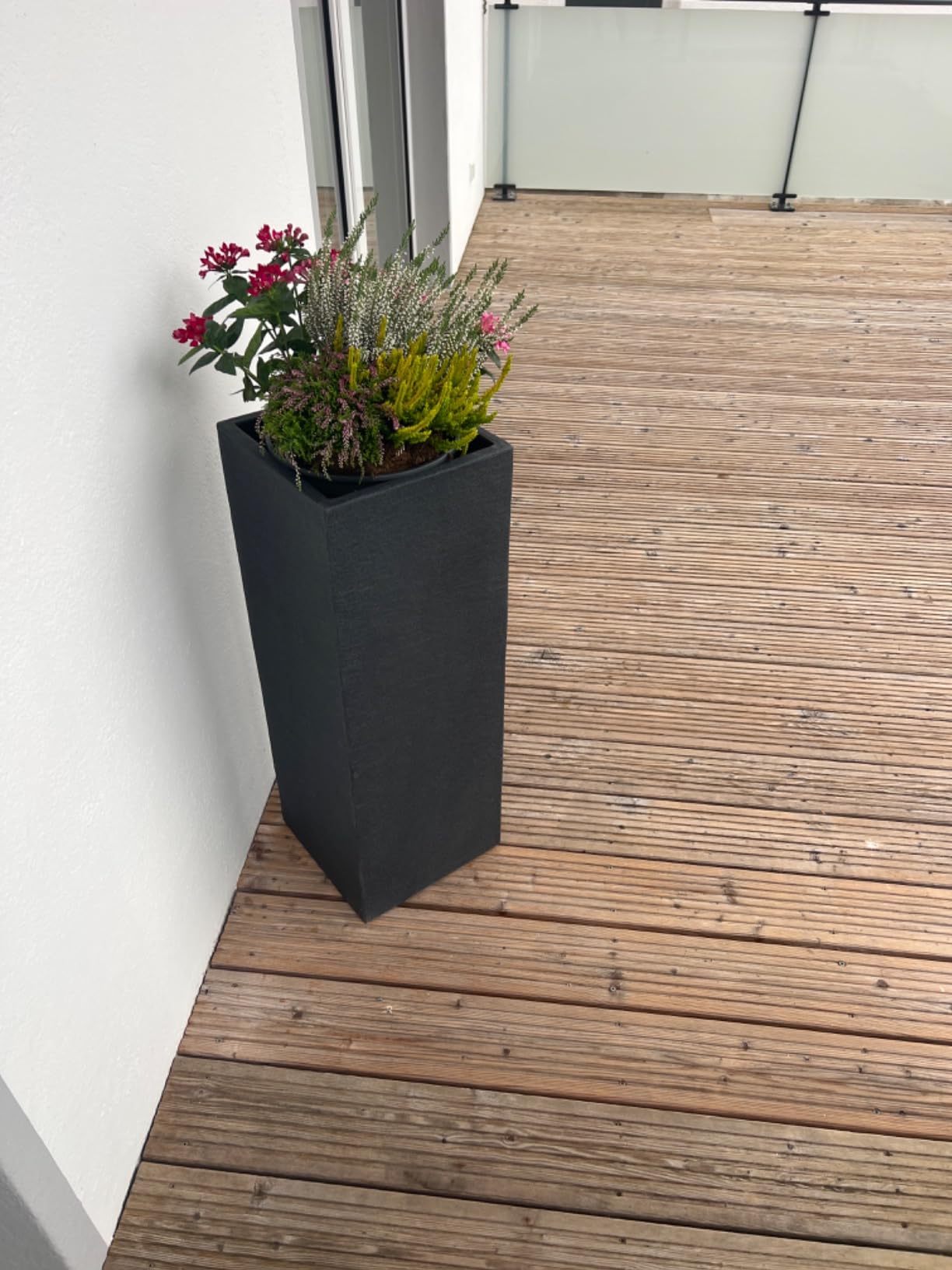 Dehner Palermo Säulentopf Kunststoff 80 cm anthrazit