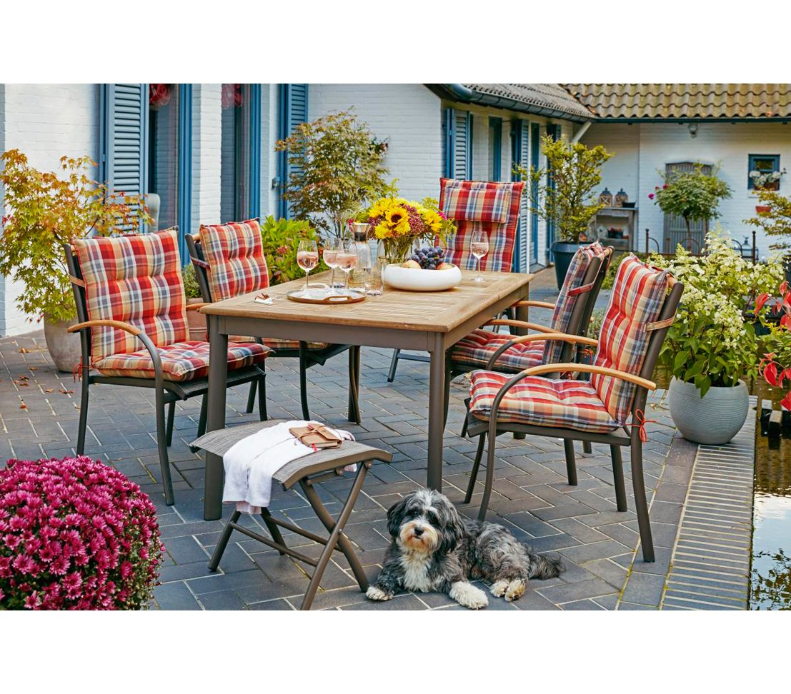 Dehner Calais Klappsessel anthrazit 110cm Teak verstellbar