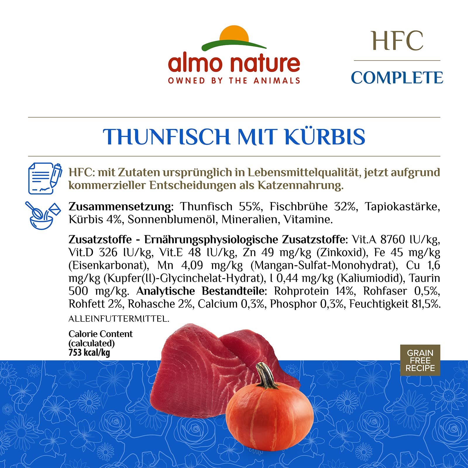 Almo Nature HFC Complete Nassfutter Thunfisch 24x70g Kürbis