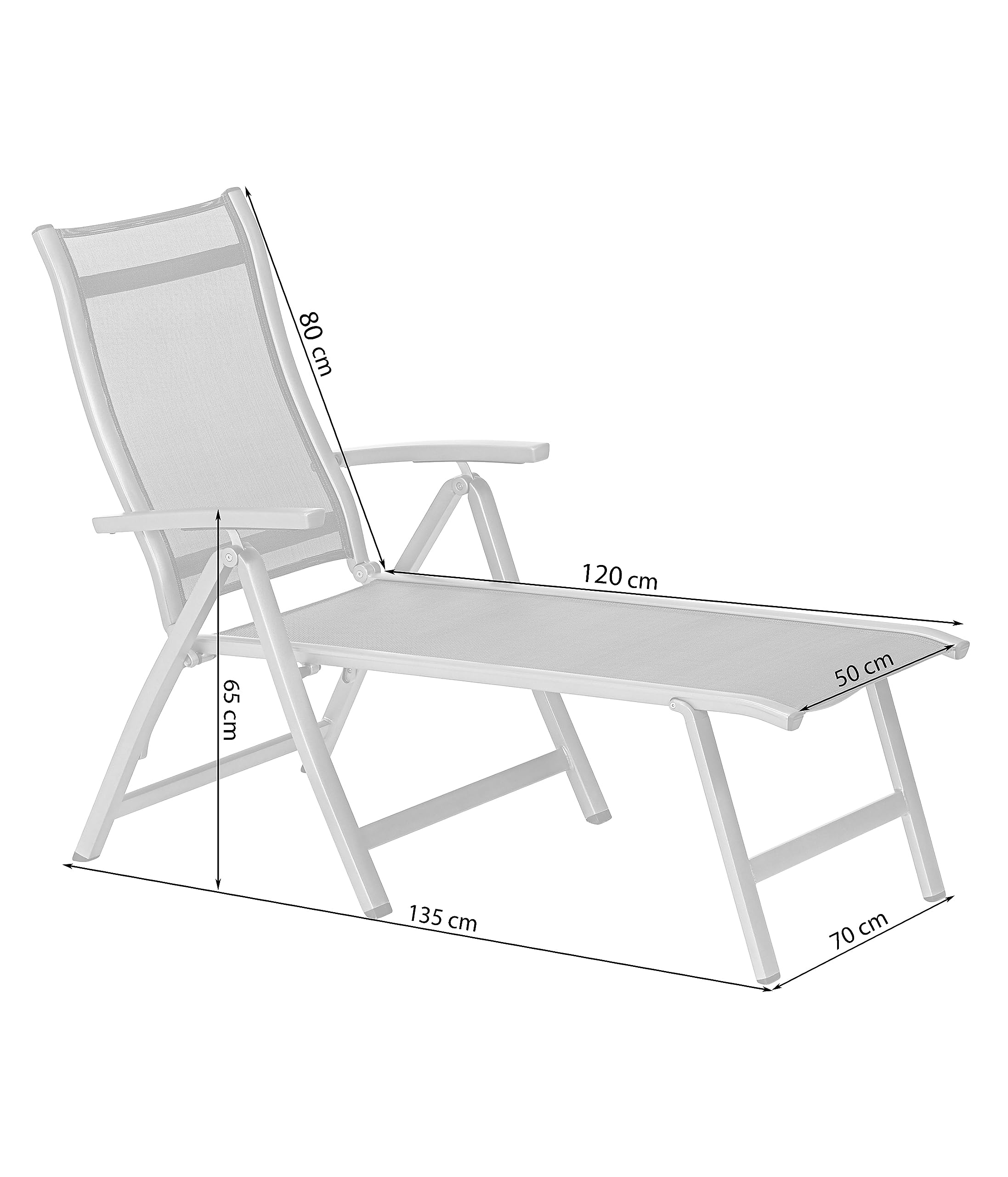 Dehner Chicago Relaxliege Textilene grau 180x80cm
