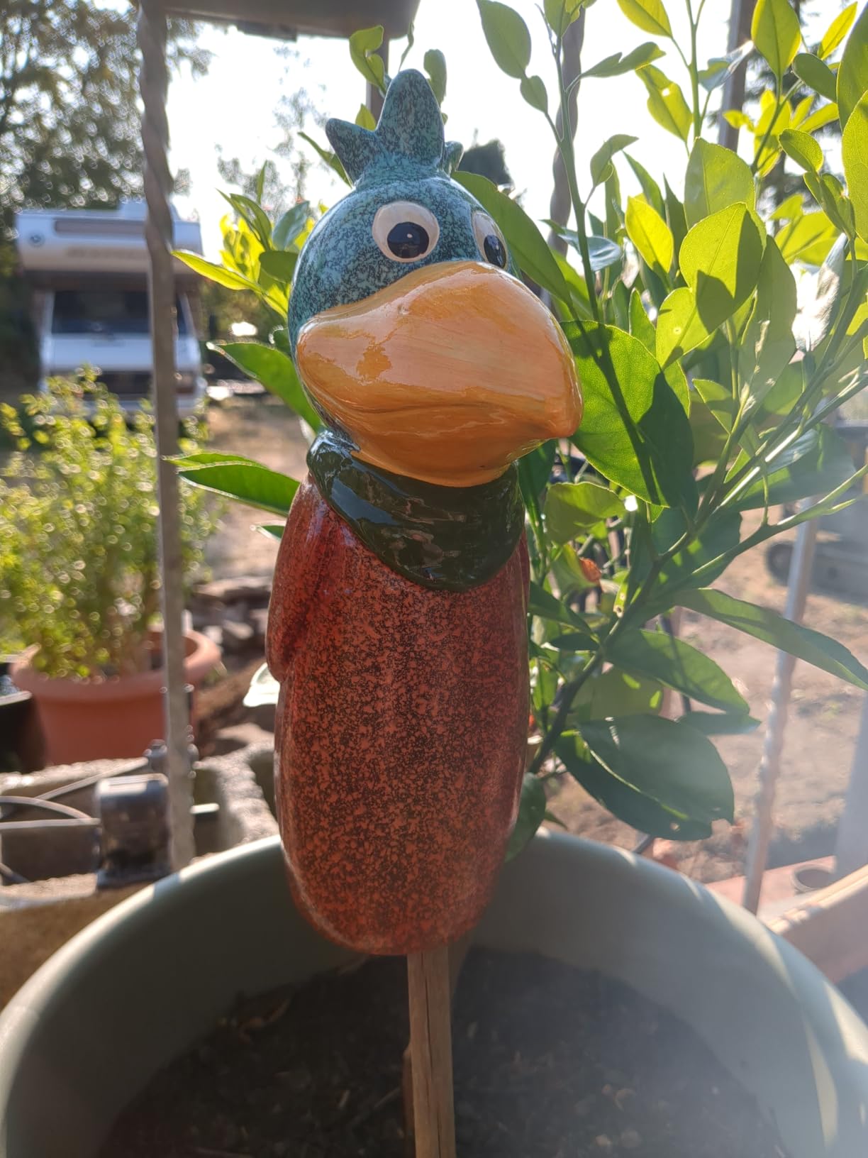 Dehner Zaunfigur Vogel Polyresin blau 24,5cm Deko