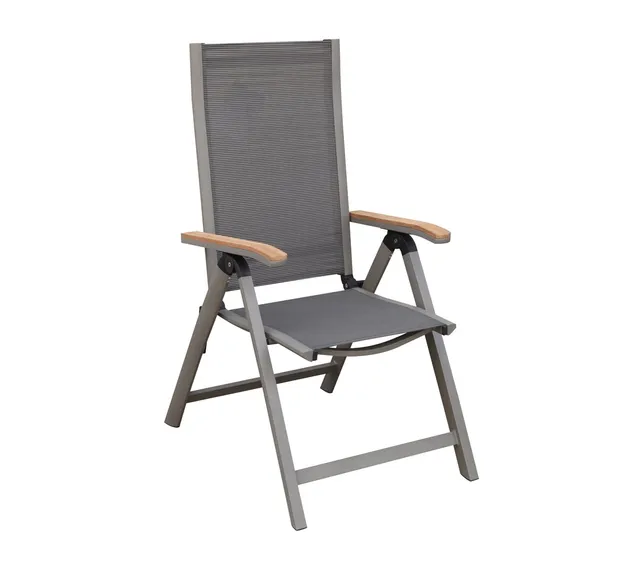 Dehner Premium Lovely Colmar Klappstuhl Teak Textilene grau