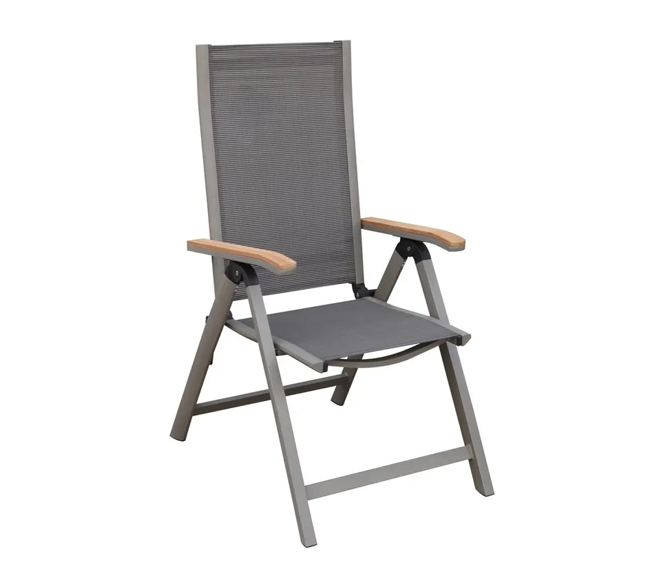 Dehner Premium Lovely Colmar Klappstuhl Teak Textilene grau