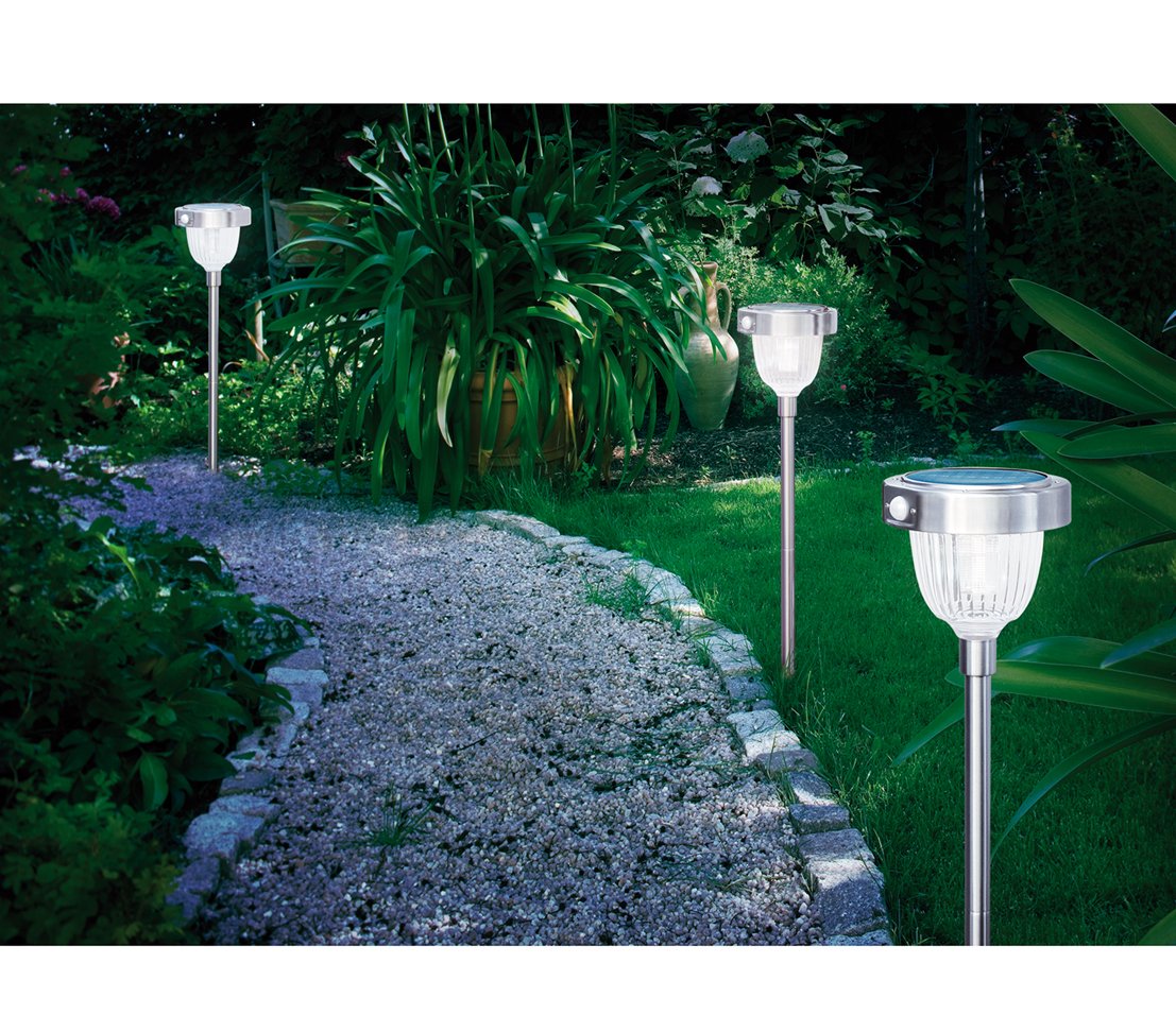 Dehner Asinara Solar-Steckleuchte Sensor silber 77 cm