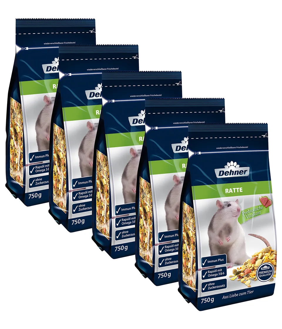 Dehner Premium Rattenfutter 5x750g prebiotisch
