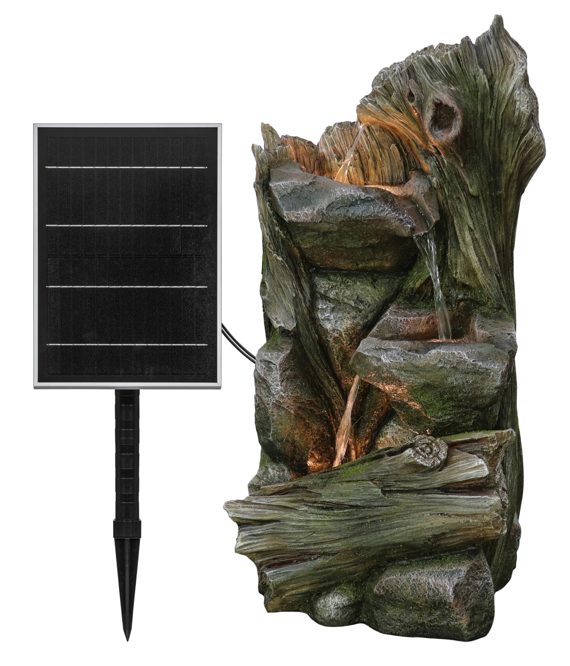 Dehner Grano Gartenbrunnen Solar grau mit LED 79 cm