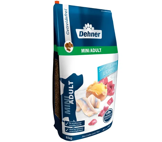 Dehner Premium Mini Adult Trockenfutter Fisch Lamm 8kg