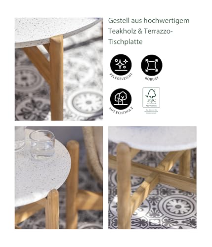 Dehner Portofino Lounge Tisch weiß Ø 80 cm Terrazzo